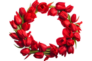 rose flower round frame ornament decoration isolated on transparent background , png