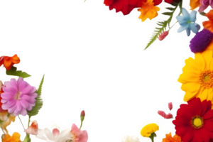 assorti fleur décoration Cadre isolé sur transparent Contexte ,paysage fleurs frontière clipart ,génératif ai png