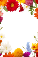 assorted flower decoration frame isolated on transparent background ,potrait flowers border clipart ,generative ai png