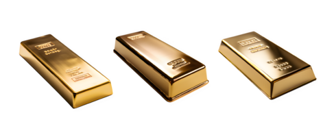 gold bar isolated on transparent background ,generative ai png