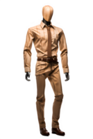 business worker male figure wooden statue isolated on transparent background ,generative ai png