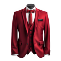 red tuxedo suit mockup on transparent background ,tuxedo isolated cut out ,generative ai png