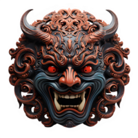 japanese traditional devil mask isolated cut out on transparent background ,generative ai png