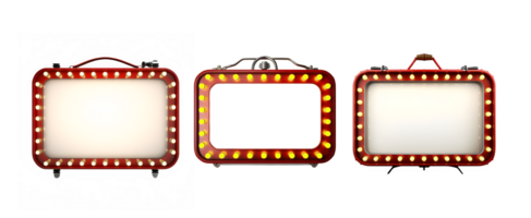 frame vintage marquee isolated on transparent background ,circus sign board cut out ,generative ai png