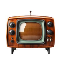 vintage television isolated on transparent background ,antique old tv cut out ,generative ai png