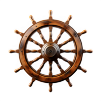 wooden steering wheel cut out isolated on transparent background ,generative ai png
