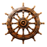 wooden steering wheel cut out isolated on transparent background ,generative ai png