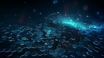 blue matrix cube glow background ,futuristic abstract graphic ,generative ai photo