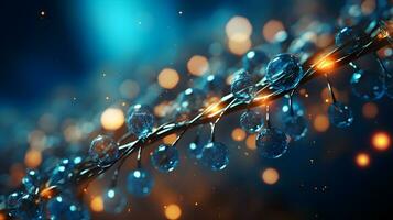 micro cell dna wallpaper graphic ,particle molecule abstract background ,generative ai photo