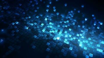 blue matrix cube glow background ,futuristic abstract graphic ,generative ai photo