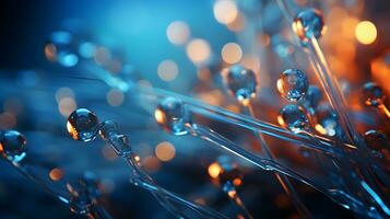 micro cell dna wallpaper graphic ,particle molecule abstract background ,generative ai photo