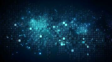 blue matrix cube glow background ,futuristic abstract graphic ,generative ai photo