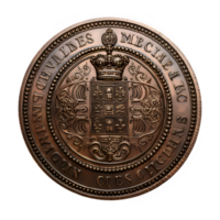 antique bronze coin isolated on transparent background ,generative ai png