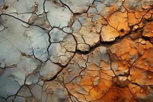 cracked barren dry land background top view ,arid cracked ground ,generative ai photo