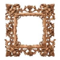 traditional carved wooden frame ,traditional cut out wooden frame ,generative ai png