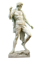 Statue von ein uralt römisch Mann von sportlich bauen isoliert auf transparent Hintergrund ,generativ ai png