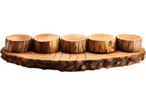 wooden log display isolated on transparent background ,wood product stand cut out ,generative ai png