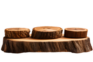 wooden log display isolated on transparent background ,wood product stand cut out ,generative ai png