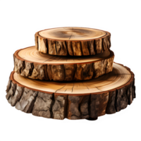 wooden log display isolated on transparent background ,wood product stand cut out ,generative ai png