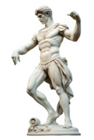 Statue von ein uralt römisch Mann von sportlich bauen isoliert auf transparent Hintergrund ,generativ ai png