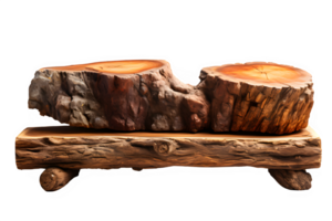 wooden log display isolated on transparent background ,wood product stand cut out ,generative ai png