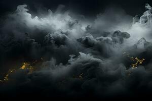 dark storm cloud illustration ,the sky is filled with dark clouds background ,generative ai photo