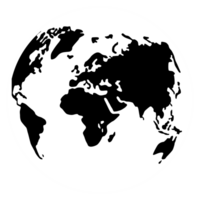 World Map on Globe Silhouette for Icon, Symbol, App, Website, Pictogram, Logo Type, Art Illustration or Graphic Design Element. Format PNG