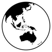 Indonesia Map on the World Map Globe Silhouette, can use for Icon, Symbol, App, Website, Pictogram, Logo Type, Art Illustration or Graphic Design Element. Format PNG
