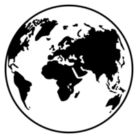 mundo mapa en globo silueta para icono, símbolo, aplicación, sitio web, pictograma, logo tipo, Arte ilustración o gráfico diseño elemento. formato png