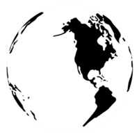 mondo carta geografica su globo silhouette per icona, simbolo, app, sito web, pittogramma, logo genere, arte illustrazione o grafico design elemento. formato png
