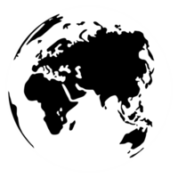 World Map on Globe Silhouette  for Icon, Symbol, App, Website, Pictogram, Logo Type, Art Illustration or Graphic Design Element. Format PNG