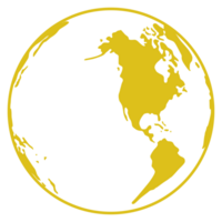 World Map on Globe Silhouette  for Icon, Symbol, App, Website, Pictogram, Logo Type, Art Illustration or Graphic Design Element. Format PNG