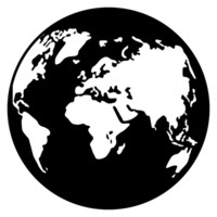 wereld kaart Aan wereldbol silhouet voor icoon, symbool, app, website, pictogram, logo type, kunst illustratie of grafisch ontwerp element. formaat PNG