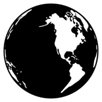 mundo mapa em globo silhueta para ícone, símbolo, aplicativo, local na rede Internet, pictograma, logotipo tipo, arte ilustração ou gráfico Projeto elemento. formato png