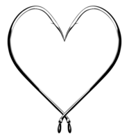 corazón forma, compuesto por par de el pescar gancho, amor icono símbolo para Arte ilustración, logo tipo, aplicaciones, sitio web, o gráfico diseño elemento. formato png
