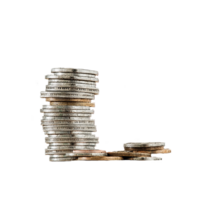 Coins stacked on top of each other in different positions. png