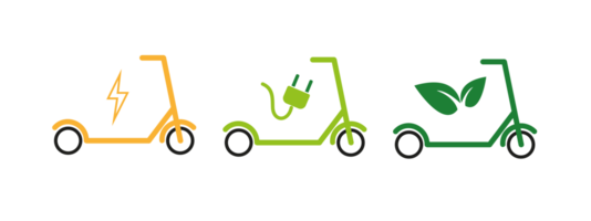 Electric graphic scooter icon isolated. Illustration of ECO kick transport. png
