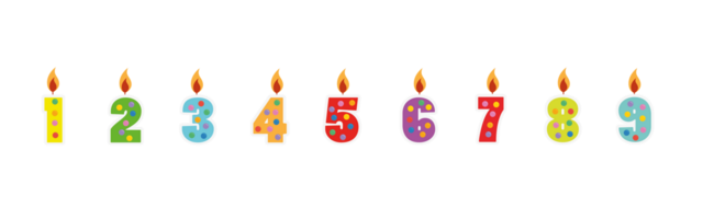 Set of Birthday Anniversary Numbers Candle png