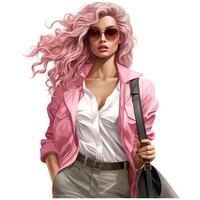 Barbie fashion, Beautiful blonde woman in a portrait wearing a pink trendy outfit AI Generative photo