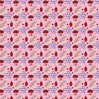 mushroom leaves fruit and other all over print pattern design. vector