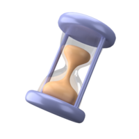 3d rendering of clock and hourglass icon, fit for design assets of business or finance, purple icon, 3d icons set png