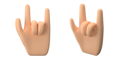 3d renderen van hand- met vinger houding maken koel vinger gebaar, geschikt naar emoticon middelen of pictogrammen, 3d pictogrammen set, PNG
