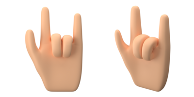 3d rendering of hand with finger pose make cool finger gesture, suitable to emoticon assets or icons, 3d icons set, png