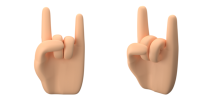 3d rendering of hand with finger pose make cool finger gesture, suitable to emoticon assets or icons, 3d icons set, png