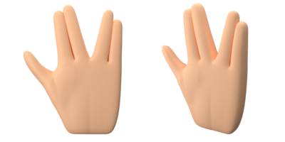 3d renderen van hand- met vinger houding maken koel vinger gebaar, geschikt naar emoticon middelen of pictogrammen, 3d pictogrammen set, PNG