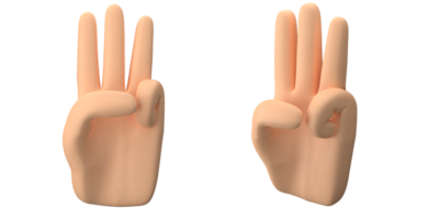 3d interpretazione di mano con dito posa rendere freddo dito gesto, adatto per emoticon risorse o icone, 3d icone impostare, png