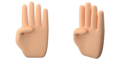 3d interpretazione di mano con dito posa rendere freddo dito gesto, adatto per emoticon risorse o icone, 3d icone impostare, png