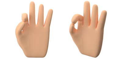 3d Renderização do mão com dedo pose faço legal dedo gesto, adequado para emoticon ativos ou ícones, 3d ícones definir, png
