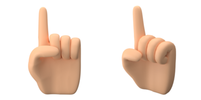 3d Rendern von Hand mit Finger Pose machen cool Finger Geste, geeignet zu Emoticon Vermögenswerte oder Symbole, 3d Symbole Satz, png