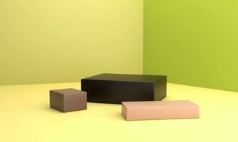 3D rendering podium with green theme, fit for display product background, herbal theme photo